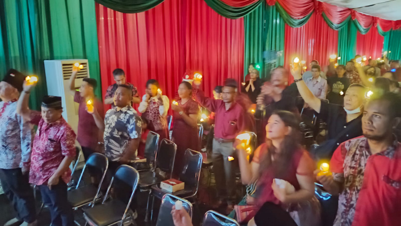 Perayaan Natal  dengan mengusung tema "Dalam Kristus ada nasihat, penghiburan, persekutuan Roh, kasih mesra dan belas kasihan" (Filipi 2:1), Sabtu (27/12/2025). (Foto/jatimnow.com)