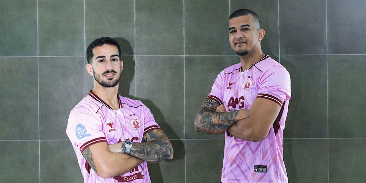 Ernesto Gomes dan Rodrigo Diaz. (Foto: Persik Kediri/jatimnow.com)