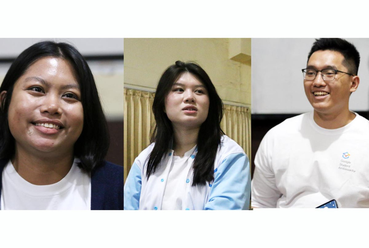 Trevis Artagrantdy Kurniawan, Alexia Valerie Wibowo, dan Innani Fiddinillah. (Foto: M Iffan Maulana for JatimNow.com)
