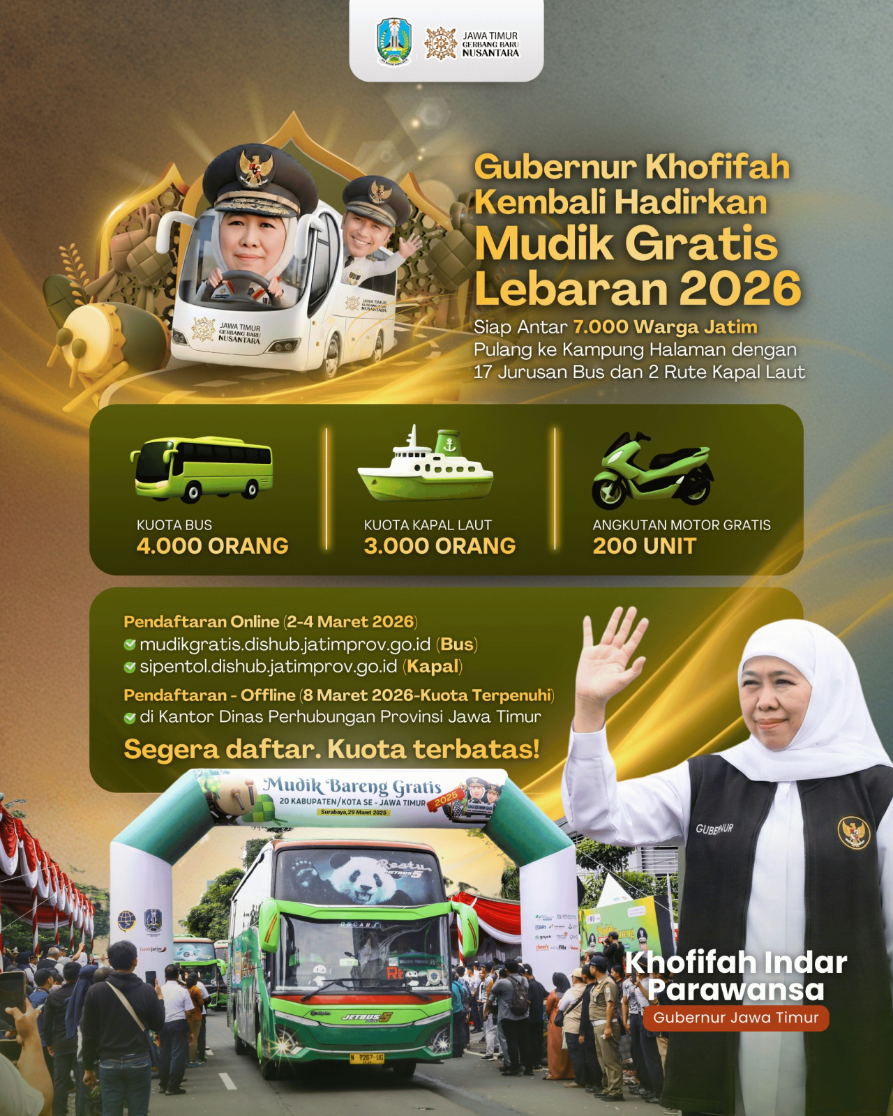 Foto: Poster mudik gratis yang digelar oleh Pemprov Jatim. (Humas/jatimnow.com)