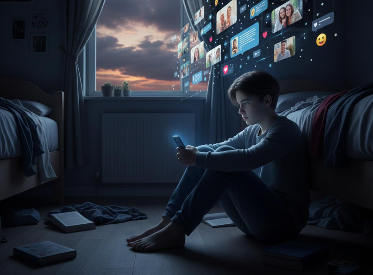 Ada tekanan psikososial yang jauh lebih berat karena anak-anak zaman sekarang hidup dalam dua dunia yang saling tumpang tindih, yakni fisik dan digital. (Foto: Ilustrasi/Gemini)