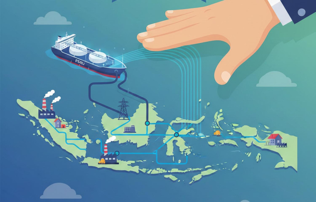 BPH Migas mendorong roadmap FSRU untuk menjaga keandalan pasokan gas bumi Jawa Timur di tengah lonjakan kebutuhan industri dan listrik. (Foto: Ilustrasi/GeminiGeneratedImage)