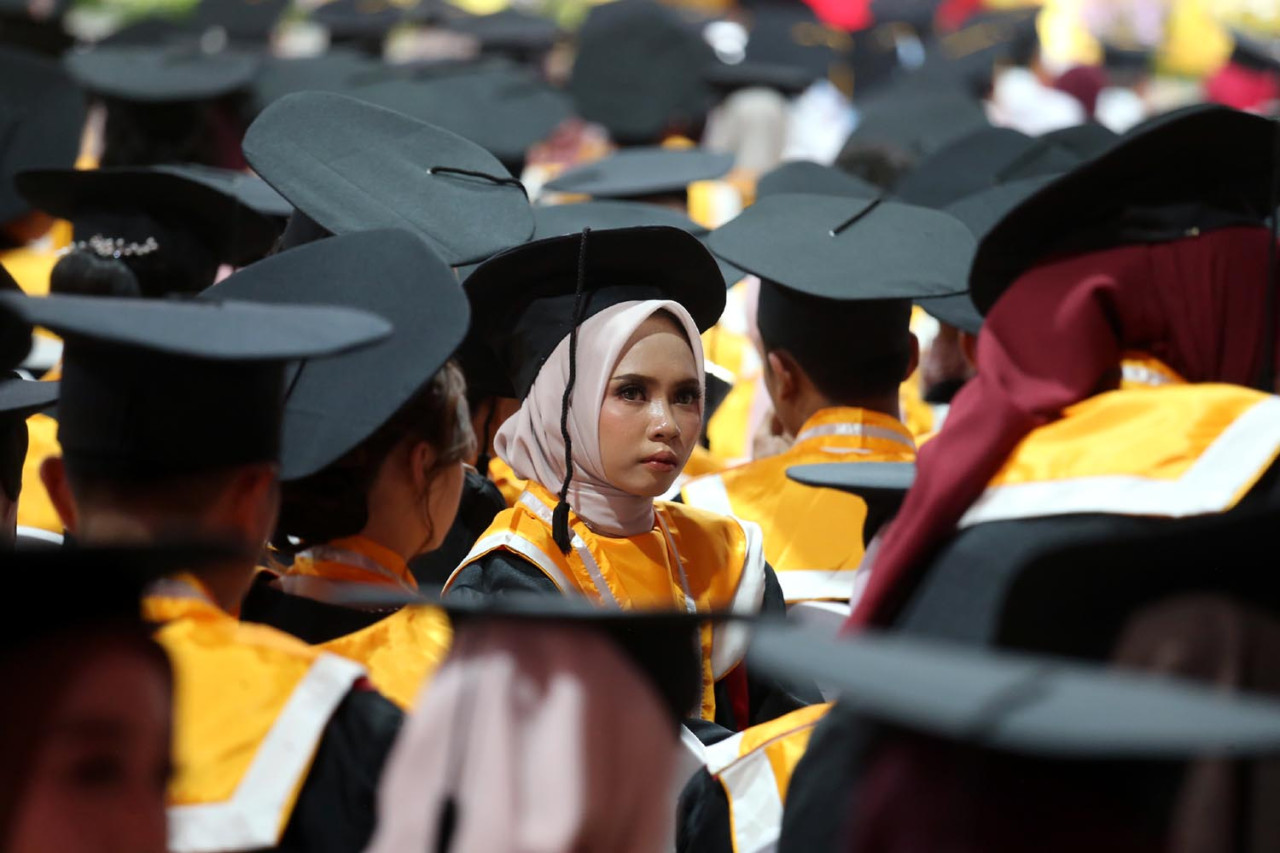 Universitas 17 Agustus 1945 (Untag) Surabaya kembali menyelenggarakan prosesi akademik Wisuda ke-132 pada 14–15 Februari 2026. (Foto: Ali Masduki/jatimnow.com)