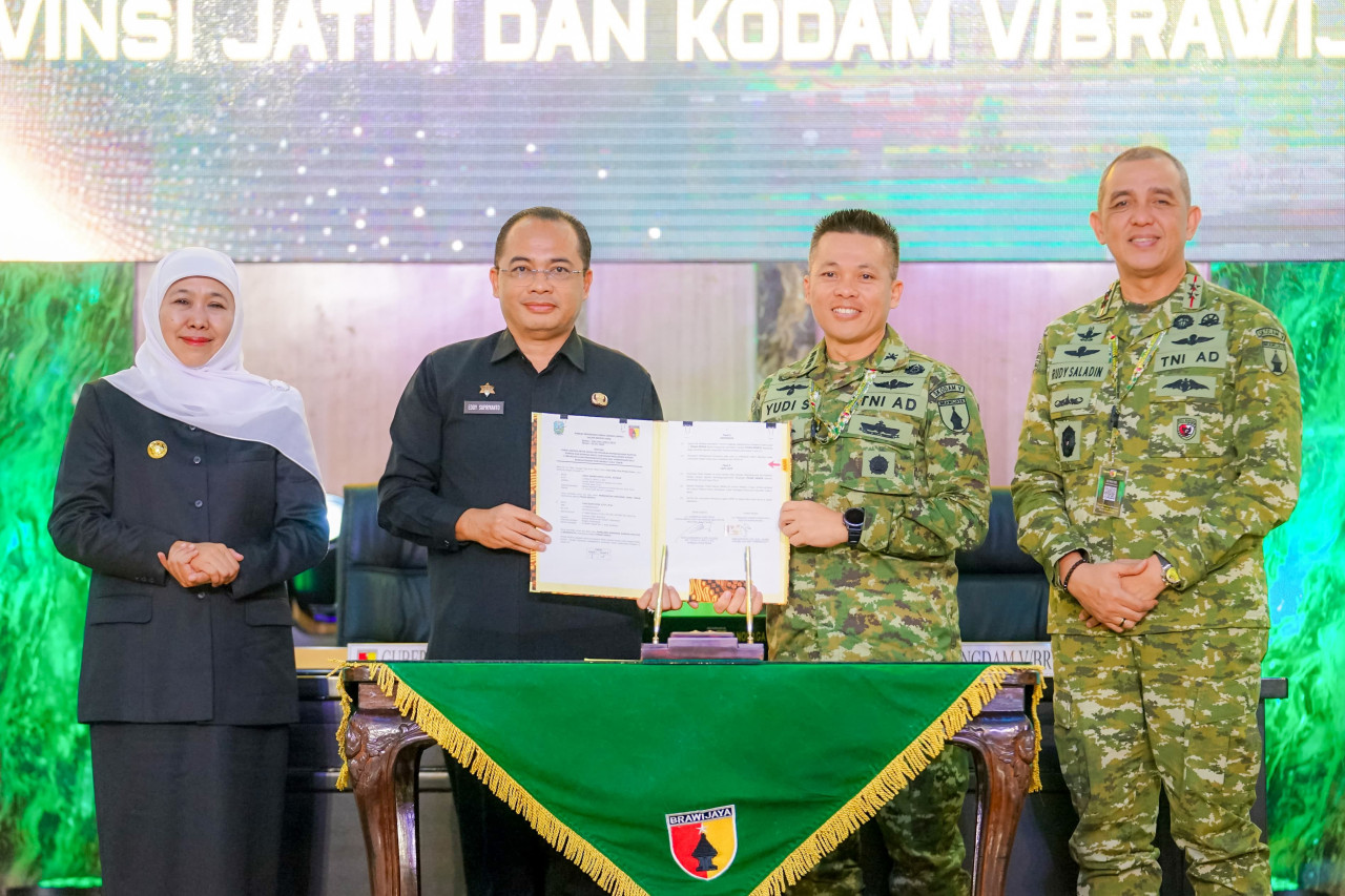 Foto: GubernurJatim Khofifah Indar Parawansa saat hadir dalam rapat pimpinan Kodam V/Brawijaya. (Humas Pemprov/jatimnow.com)