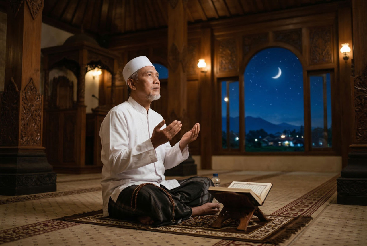 Refleksi malam ke-23 Ramadan yang bertepatan dengan malam Jumat. (Foto: Ilustrasi/Gemini)