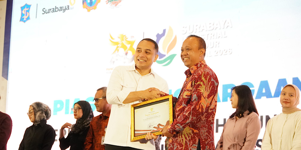 Wali Kota Surabaya Eri Cahyadi dalam acara Surabaya Industrial Labour Festival 2026. (Foto: Pemkot Surabaya/jatimnow.com)