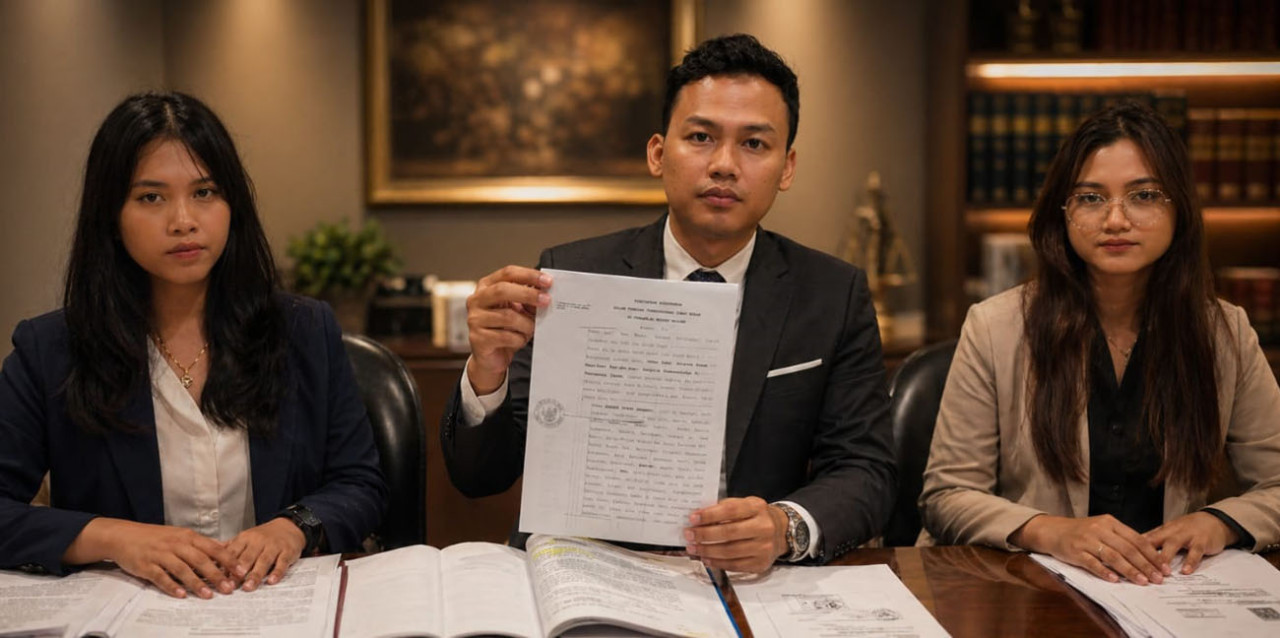 Kuasa hukum PT Harum Resource, Rommy Hardyansah, memberikan keterangan di Surabaya, Kamis (30/4). (Foto: Ali Masduki/jatimnow.com)