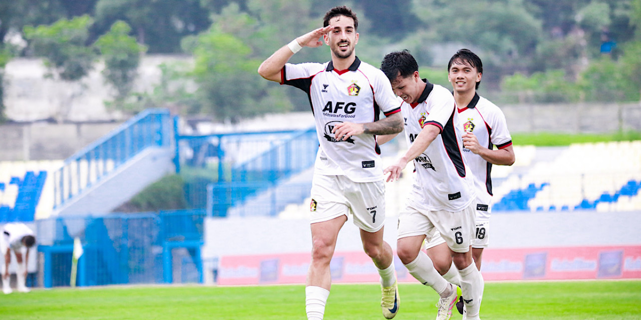 Ernesto merayakan golnya ke gawang Arema FC. (Foto: Persik Kediri/jatimnow.com)