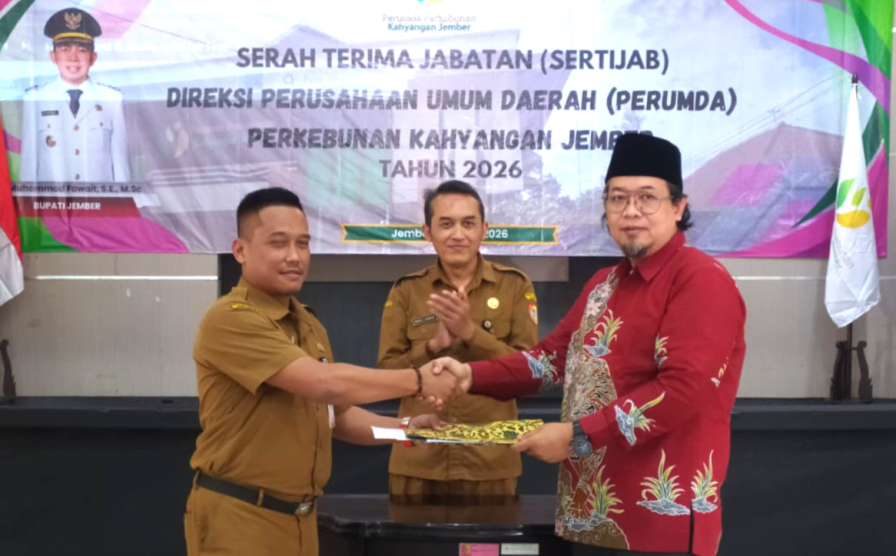 Sertijab jajaran direksi baru Perusahaan Umum Daerah Perkebunan (PDP) Kahyangan Jember. (Foto: Sugianto/ jatimnow.com)