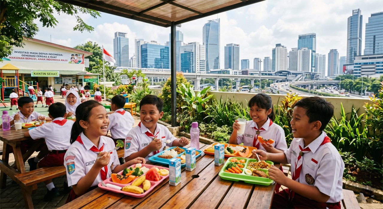 MBG digadang-gadang menjadi investasi besar negara untuk memperbaiki kualitas generasi muda Indonesia. (Foto: Ilustrasi Gemini/jatimnow.com)