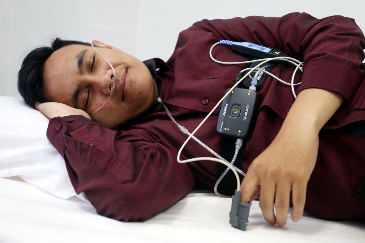 Pramita Surabaya menghadirkan pemeriksaan polysonografi untuk mendeteksi sleep apnea yang kerap ditandai ngorok dan henti napas saat tidur. (Foto: Ali Masduki/jatimnow.com)