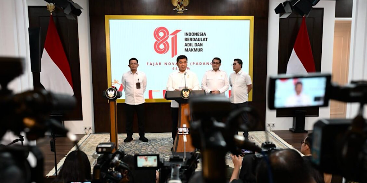 Peluncuran logo dan identitas visual peringatan Hari Ulang Tahun (HUT) ke-81 Kemerdekaan Republik Indonesia (RI) di Kompleks Istana Kepresidenan, Jakarta, pada Senin, 29 Juni 2026. (Foto: BPMI Setpres/Rusman)