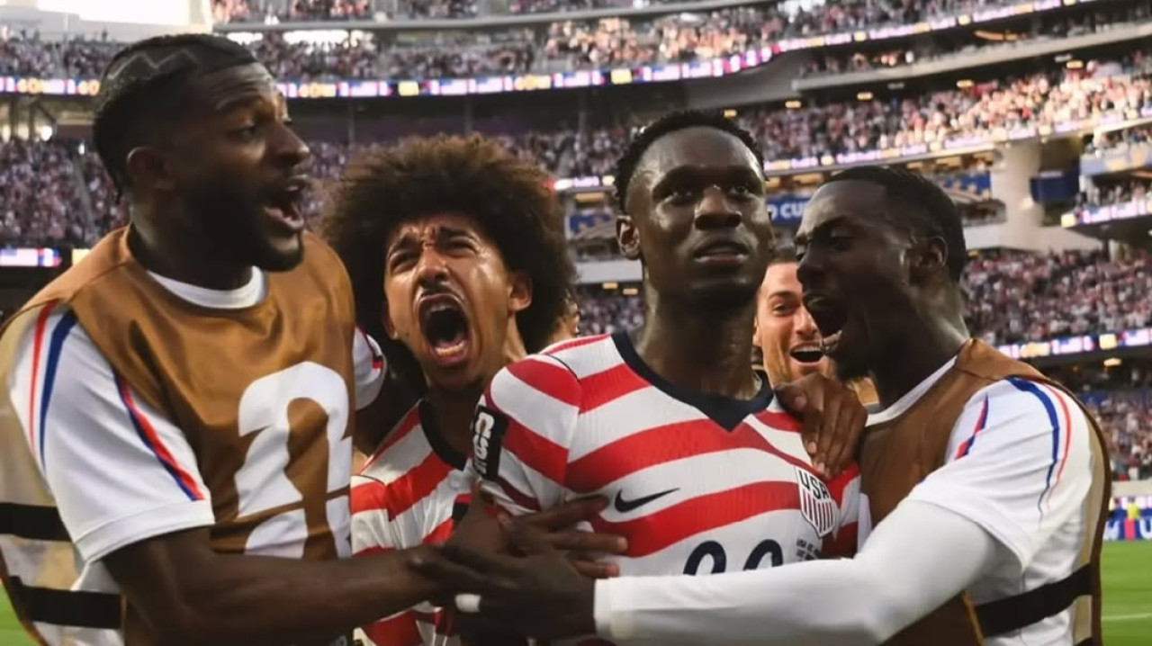 Pemain Timnas Amerika Serikat merayakan gol kemenangan. (instagram Panditfootball)