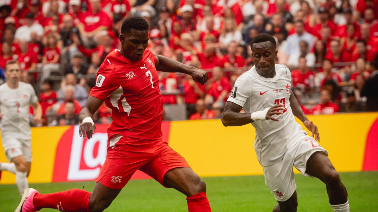 Pemain Swiss saat mengahadapi Kanada di Piala Dunia 2026. (Foto:instagram swiss)