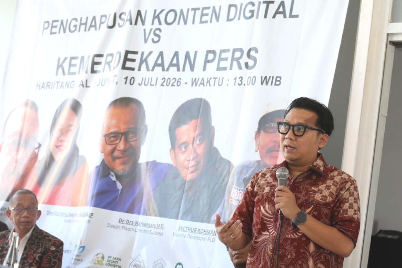 Ketua Tim Tata Kelola Persandian dan Keamanan Informasi Diskominfo Jatim, Aulia Bahar Purnama. (Foto: Ali Masduki/jatimnow.com)