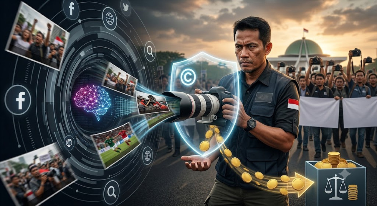 Ancaman eksploitasi visual semakin masif lewat kehadiran kecerdasan buatan (AI). (Foto ilustrasi: Gemini/jatimnow.com)