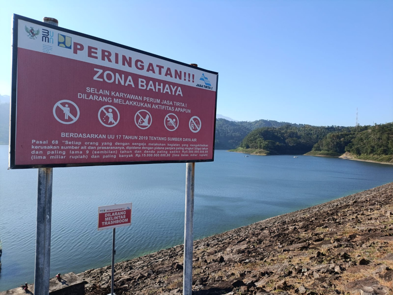 Kondisi waduk Wonorejo di Tulungagung saat musim kemarau. (Foto: Bramanta/jatimnow.com)