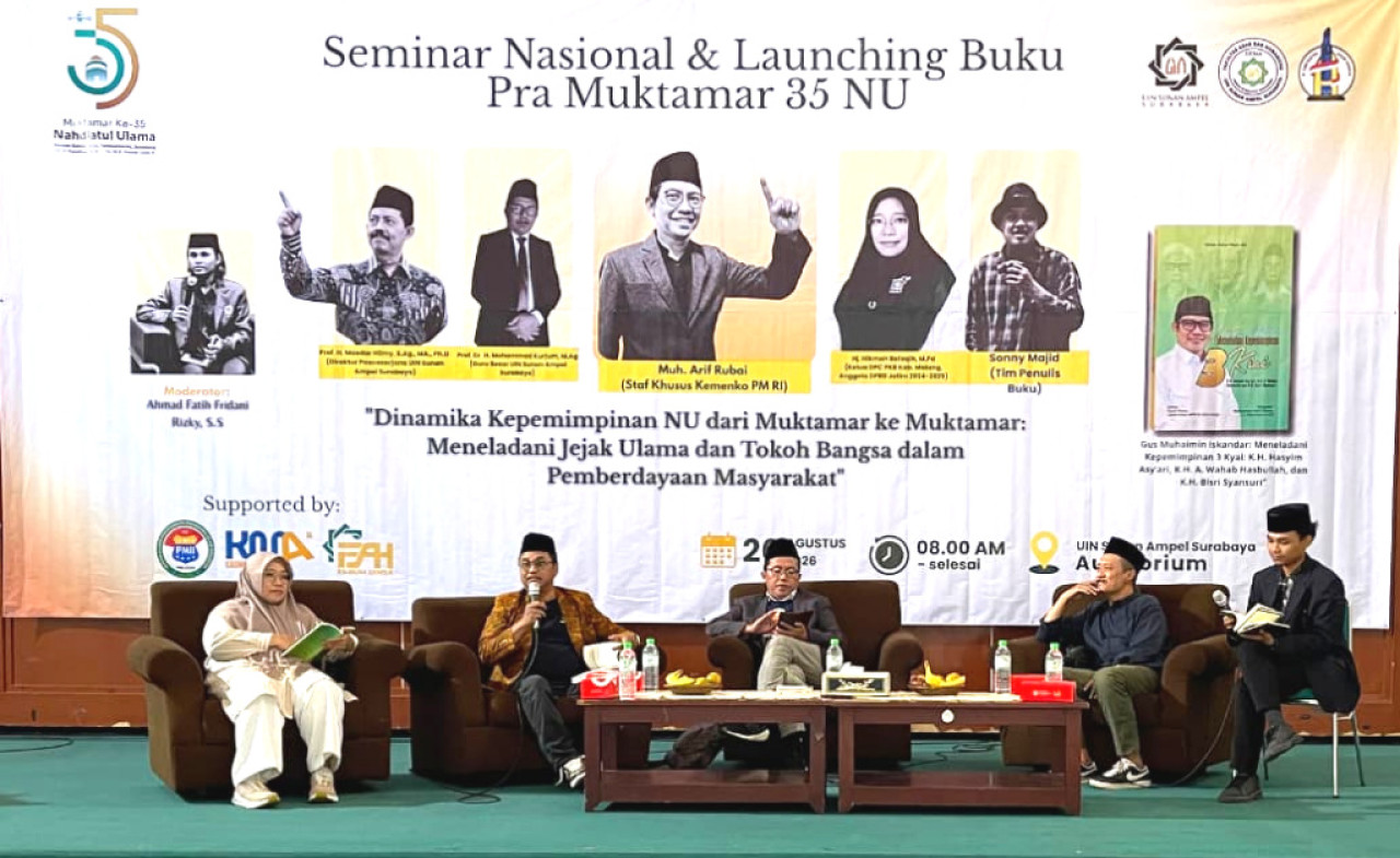 Seminar Nasional dan Bedah Buku digelar SEMA Fakultas Adab dan Humaniora UIN Sunan Ampel Surabaya (UINSA), Rabu (26/8/2026). (Foto: Humas for jatimnow.com)