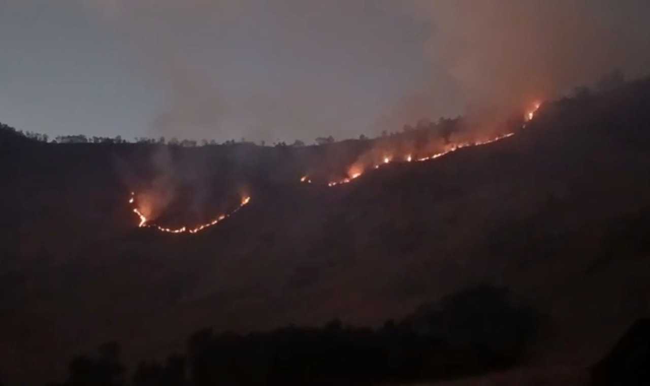 Penampakan api kawasan hutan Taman Nasional Bromo Tengger Semeru (TNBTS). (Foto: Istimewa/jatimnow.com)