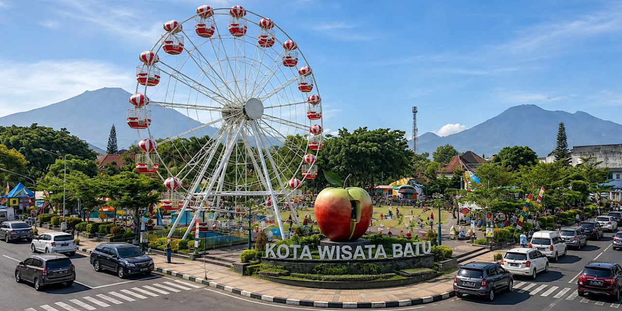 Ilustrasi Kota Batu. (Dibuat oleh AI)