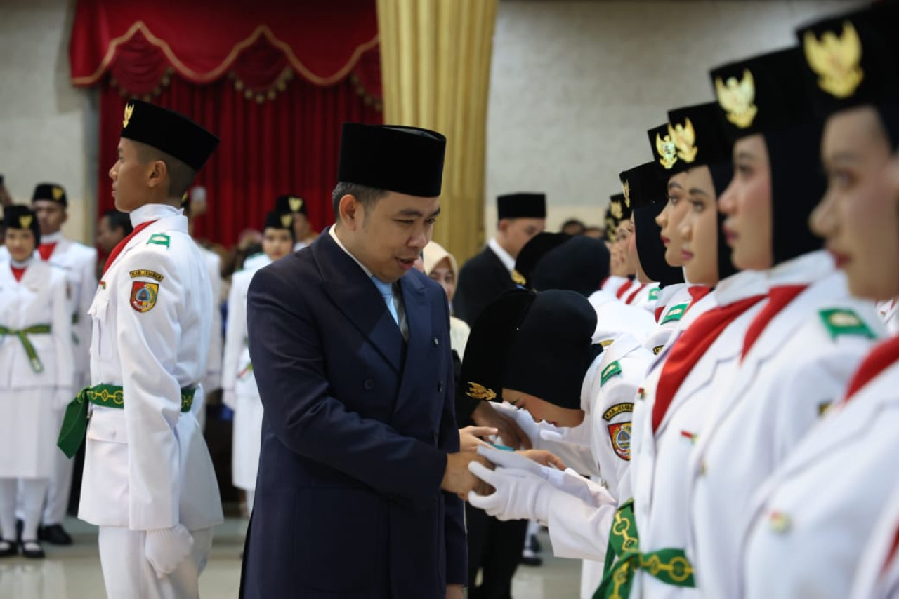 Paskibraka Kabupaten Jember dikukuhkan Bupati Gus Fawait. (Foto: Syakur/jatimnow.com)