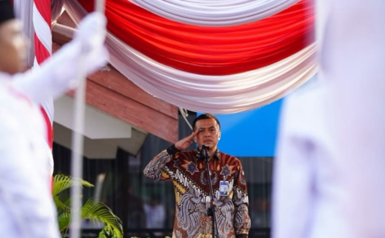 Upacara peringatan HUT ke-81 Kemerdekaan RI di Lapangan Upacara BRI Campus Surabaya, Senin (17/8/2026). (Foto: BRI for jatimnow.com)