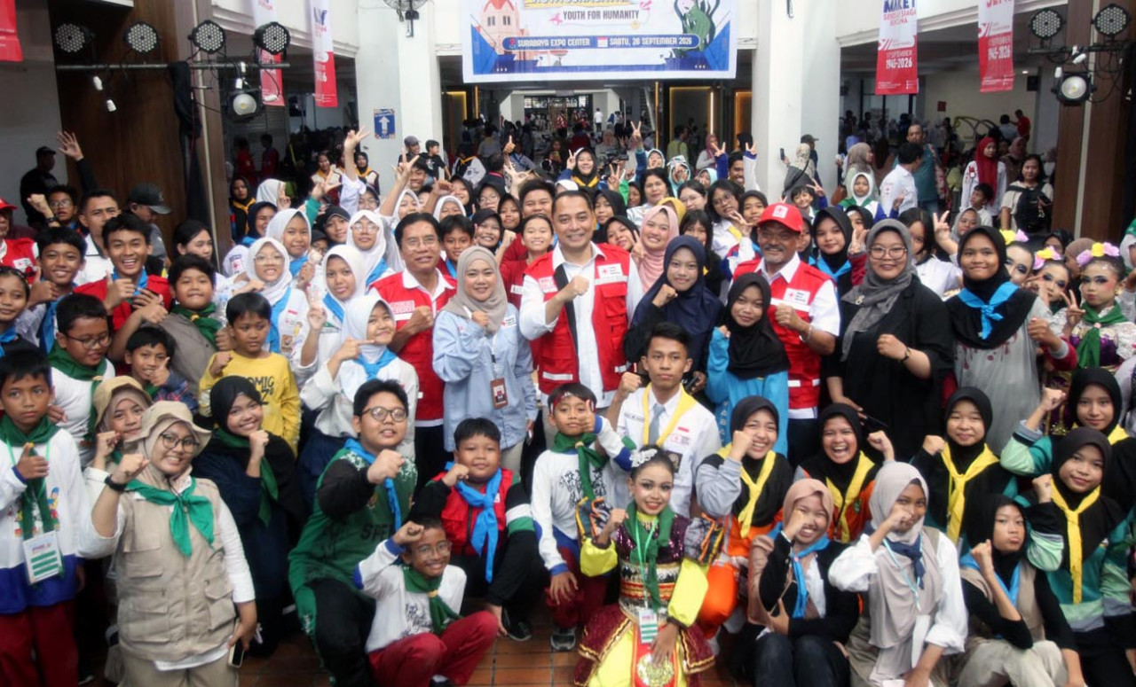 Wali Kota Surabaya Eri Cahyadi saat menghadiri Festival PMR Kota Surabaya 2026 di Surabaya Expo Center (SUBEC), Sabtu (26/9/2026). (Foto: Humas PMI for jatimnow.com)