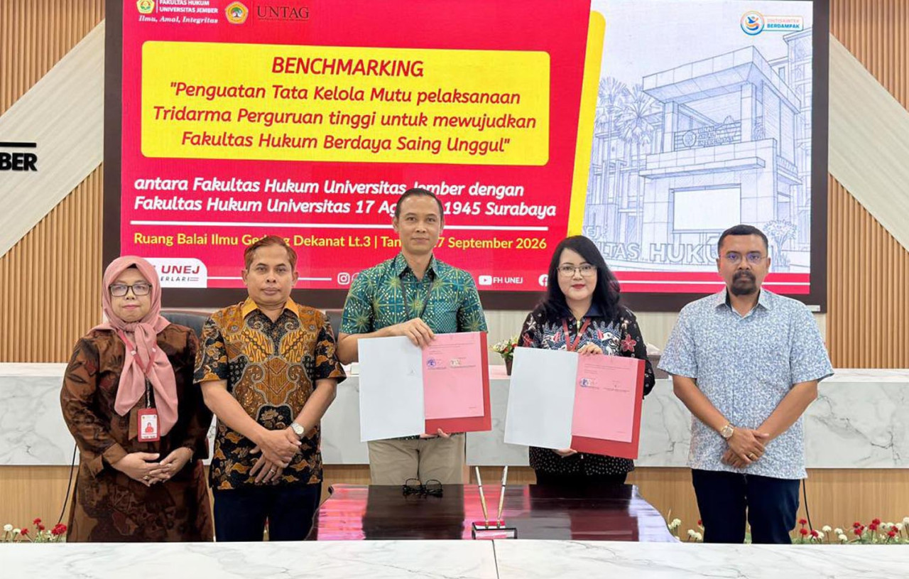 Fakultas Hukum Untag Surabaya menjalin kerja sama dan studi banding dengan FH Universitas Jember untuk pengembangan kurikulum dan tata kelola akademik. (Foto: Humas Untag Surabaya for jatimnow.com)