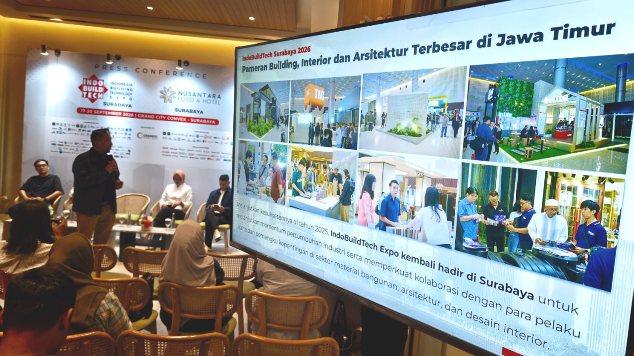 Pameran IndoBuildTech Surabaya 2026 hadir pada 17-20 September di Grand City Convex. (Foto: Ali Masduki/jatimnow.com)