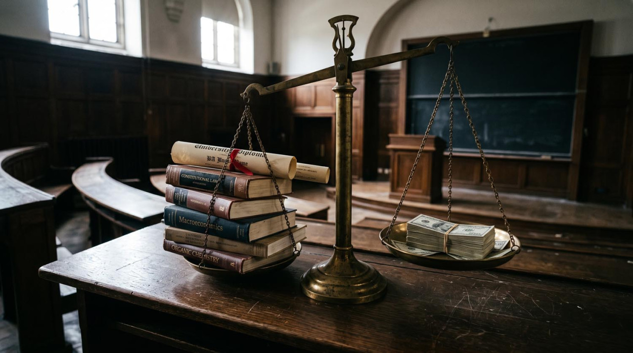 Dugaan korupsi penerimaan mahasiswa baru mengancam meritokrasi dan kepercayaan publik. (Foto ilustrasi: Gemini AI/jatimnow.com)