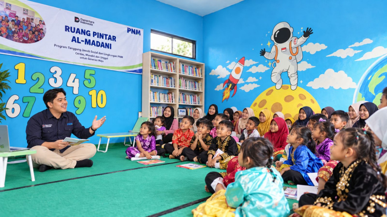 PNM ubah lumbung desa terbengkalai di Pacitan jadi Ruang Pintar Al Madani, fasilitasi belajar 22 anak di wilayah minim sinyal. (Foto/jatimnow.com)