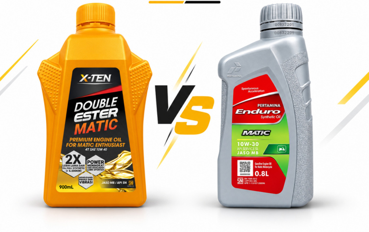 Dua merek yang rutin menjadi pertimbangan di pasaran adalah oli XTEN Planet Ban dan Pertamina Enduro Matic. (Foto/jatimnow.com)