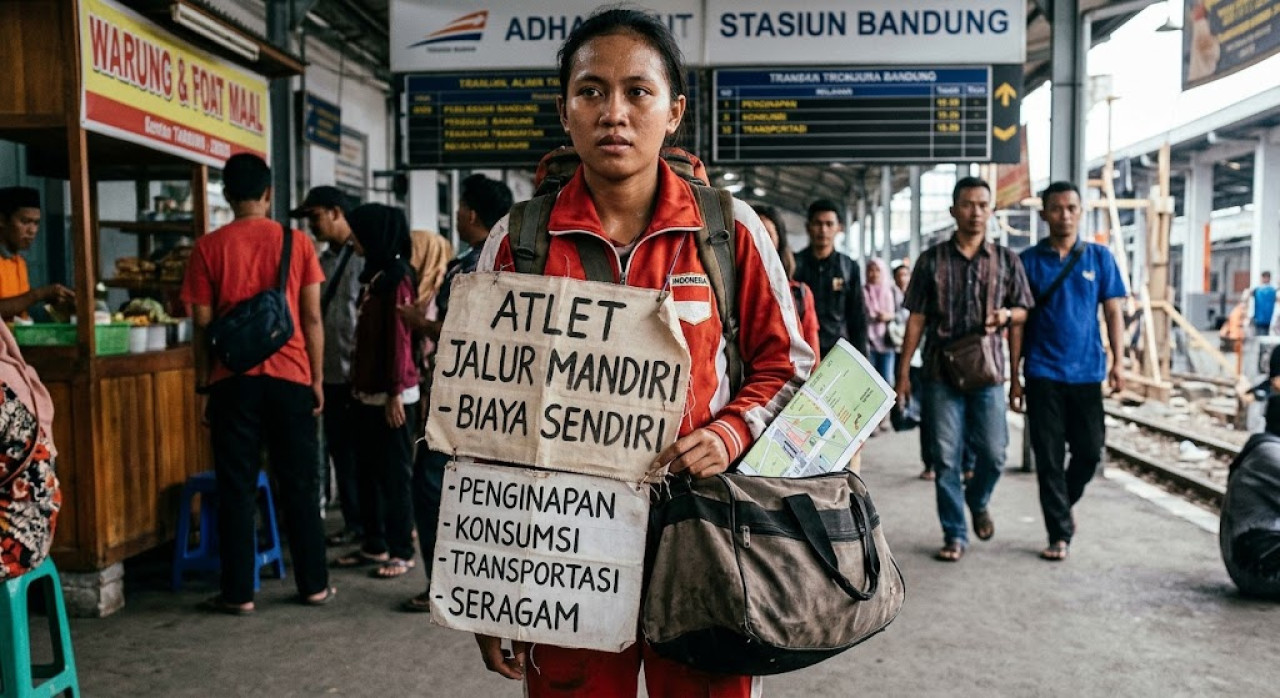 Atlet jalur mandiri wajib bayar sendiri dan diminta lepas hak atas apresiasi. (Foto: Ilustrasi Gemini AI/jatimnow.com)