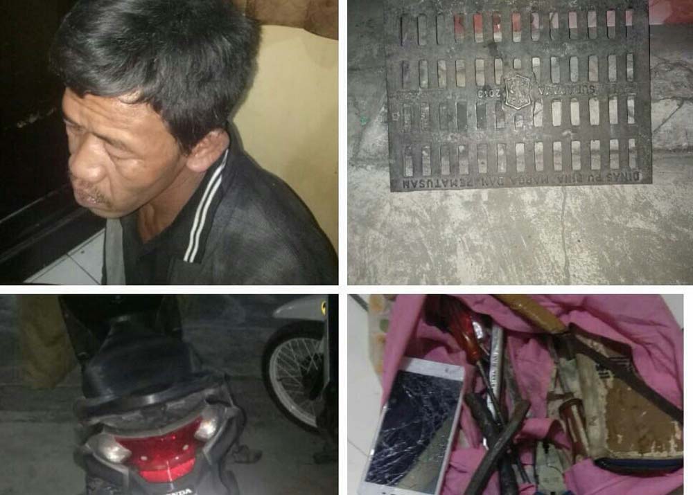 Pelaku dan barang bukti diamankan di Mapolsek Wonocolo.