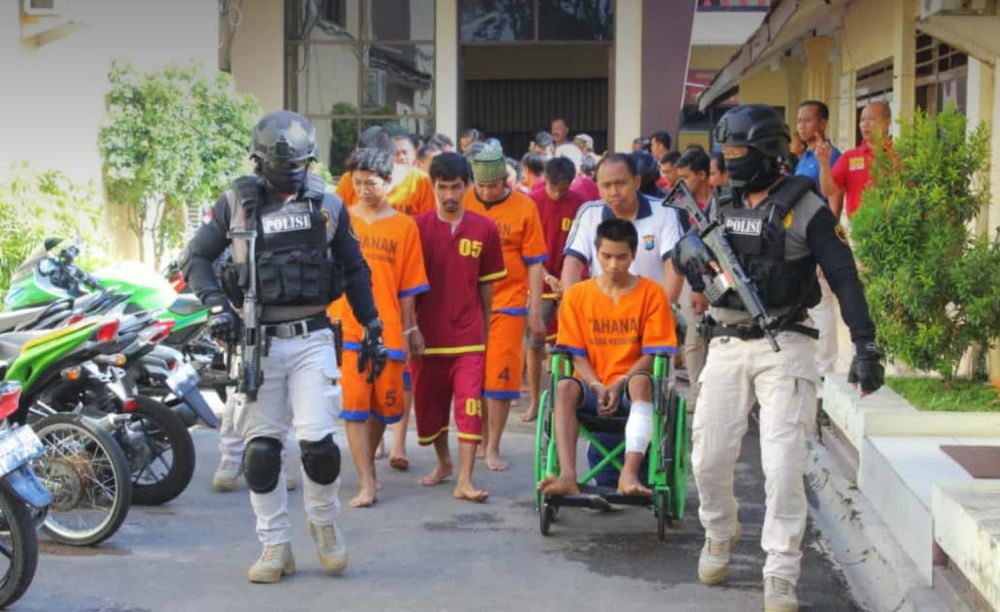Para tersangka yang ditangkap dari ratusan kasus yang diungkap Polres Pasuruan Kota sepanjang Tahun 2019