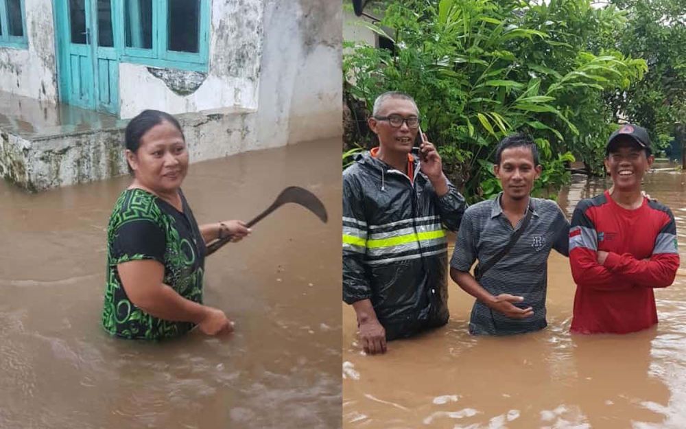 Kolase banjir yang merendam sejumlah desa di empat kecamatan di Kabupaten Pasuruan