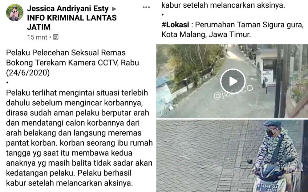 Aksi Begal Pantat Disebut di Kota Malang Terekam CCTV