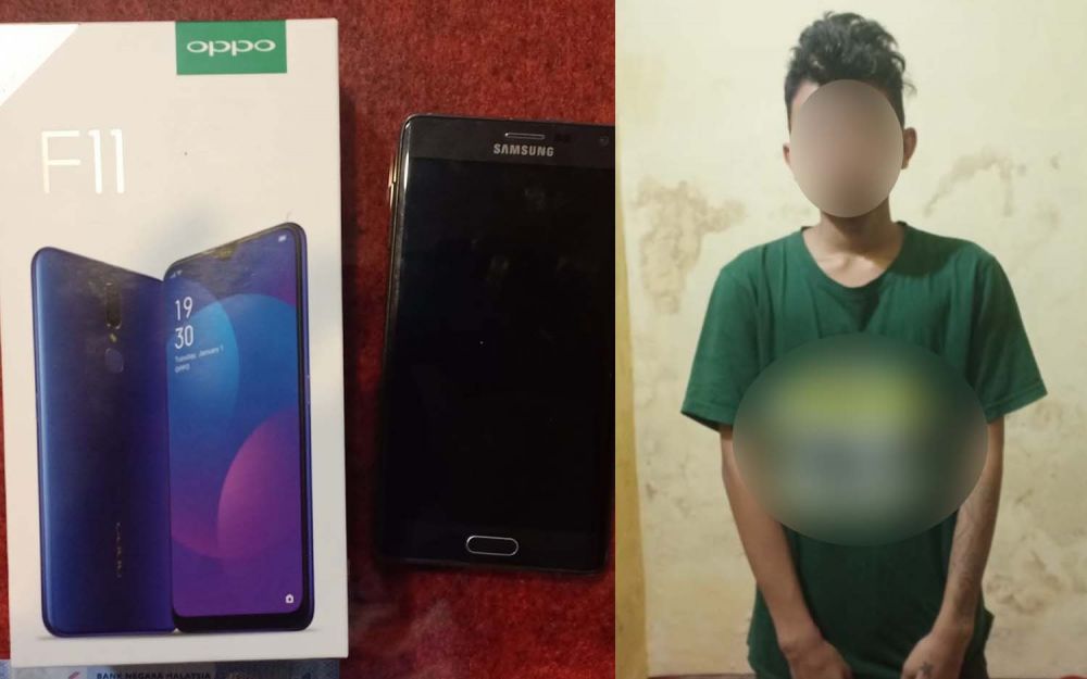 Kolase pelaku dan barang bukti kejahatannya diamankan di Mapolsek Prigen, Polres Pasuruan