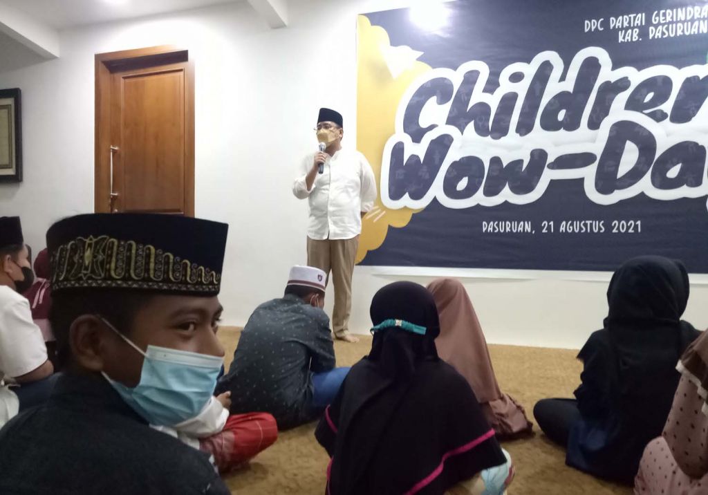 Ketua Gerindra Jatim, Anwar Sadad dalam acara children wow day (CWD) di Pasuruan