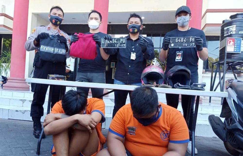 Dua bandit motor yang didor Unit Jatanras Satreskrim Polrestabes Surabaya