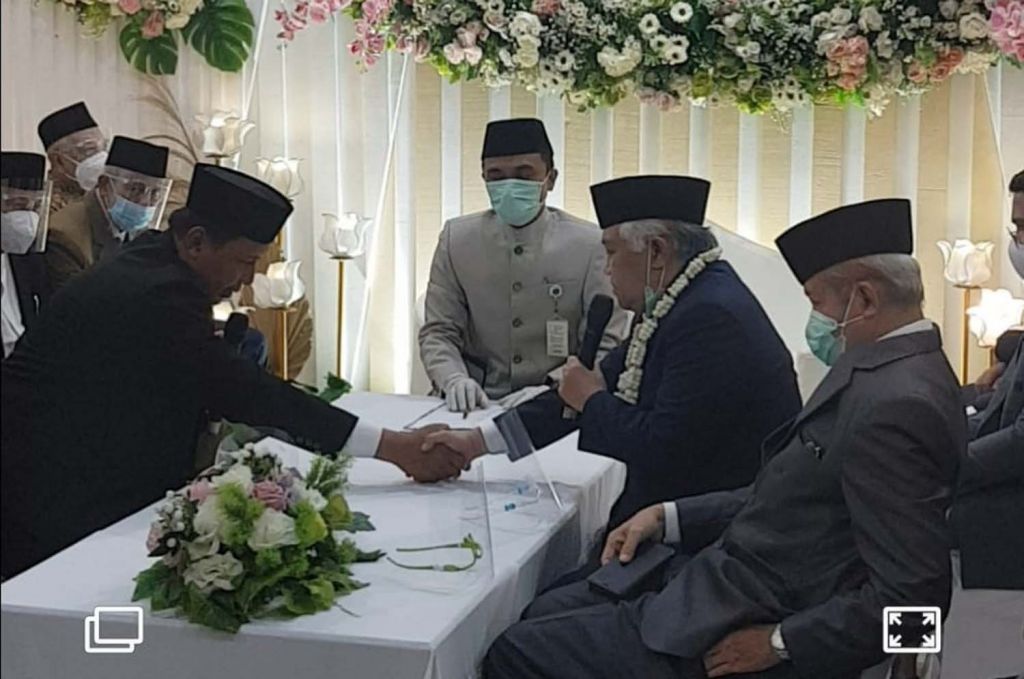 Prosesi akad nikah pernikahan Din Syamsuddin dan Rashda Diana di Ponpes Gontor (Foto: Kepala KUA Mlarak)