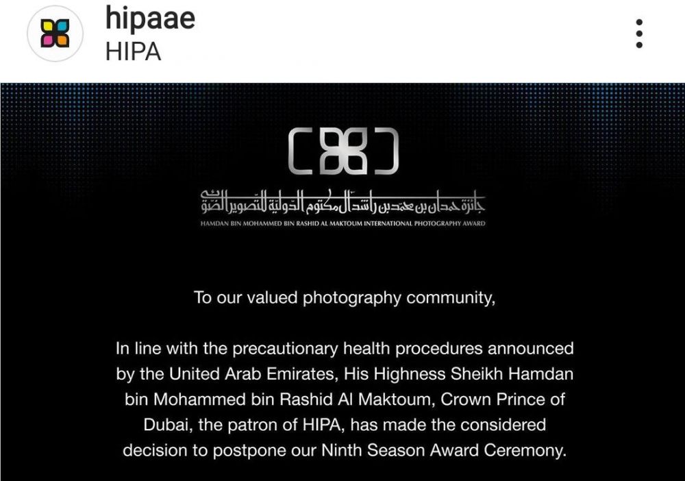 Salah satu pengumuman event fotografi internasional yang terdampak wabah Virus Corona