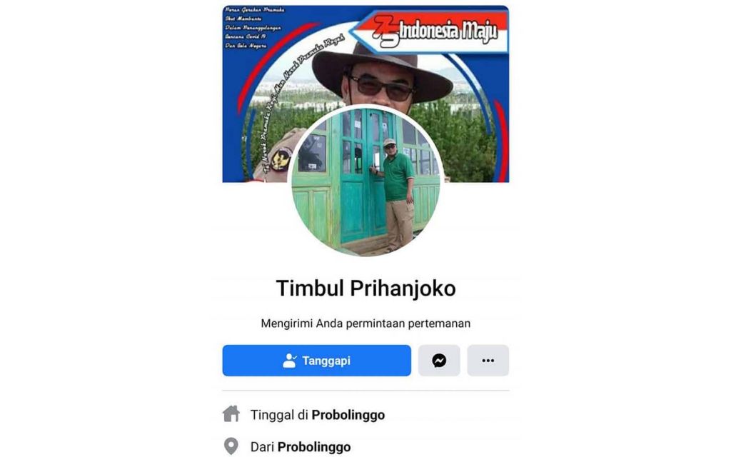 Foto dan nama Wakil Bupati Probolinggo Ahmad Timbul Prihanjoko yang dipakai penipu
