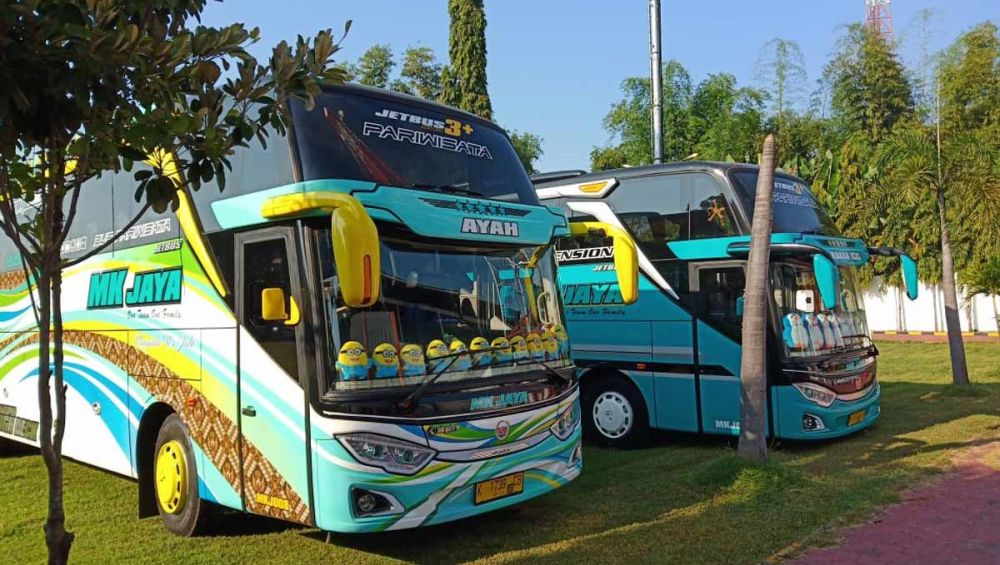 Dua bus yang membawa rombongan diduga massa people power diamankan Polres Madiun