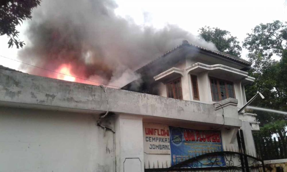 Gudang konveksi yang terbakar di Desa Mojongapit, Kecamatan Jombang Kota, Kabupaten Jombang
