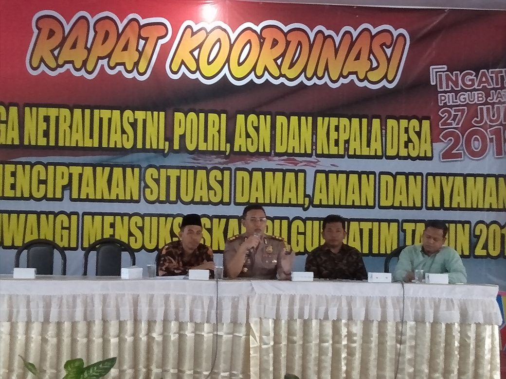 Suasana rapat koordinasi TNI, Polri dan ASN di Banyuwangi.