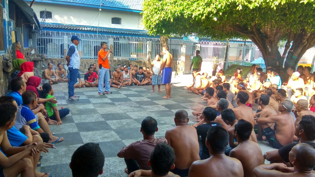 Warga binaan Lapas Kelas II B Ponorogo saat berkumpul.