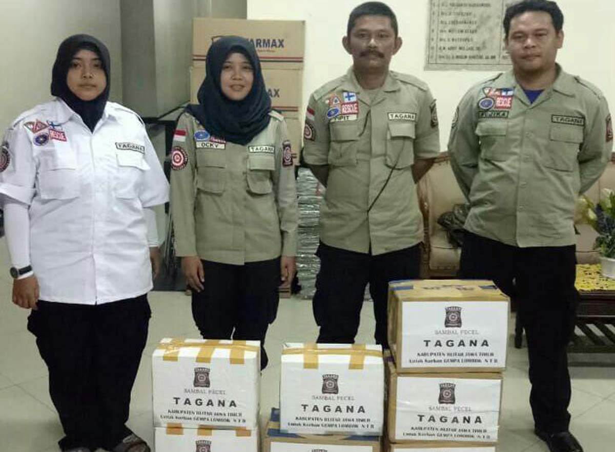 Tagana Blitar Kirim 1 Kuintal Sambal Pecel untuk Korban Gempa NTB