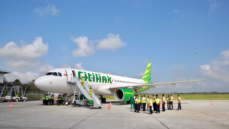 Pesawat Citilink saat mendarat di Bandara Banyuwangi/Foto: istimewa