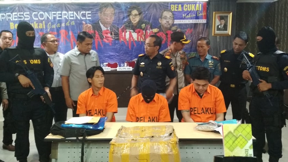 Rilis Ungkap Kasus Penggagalan Peredaran Narkotika di Kantor Bea Cukai Juanda.
